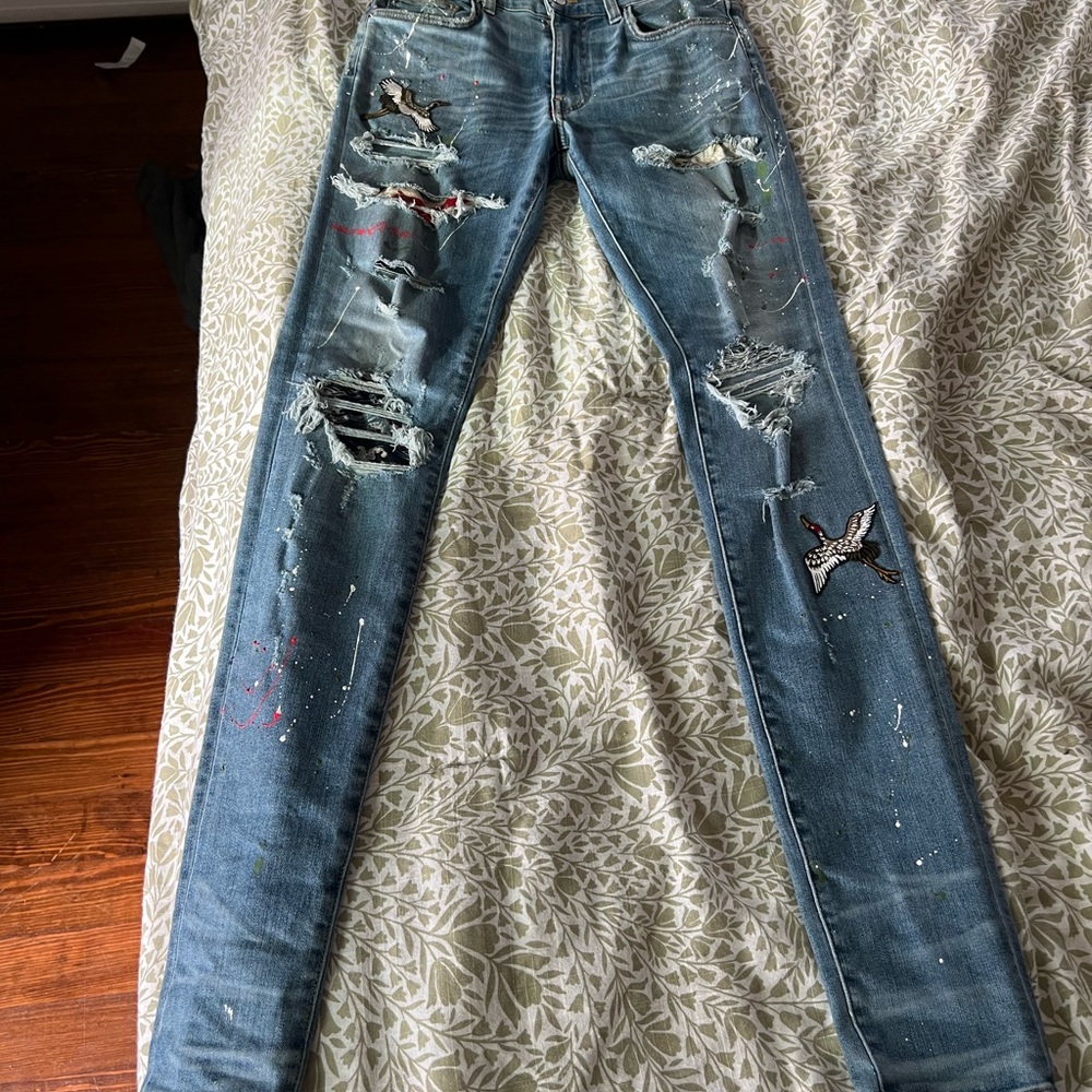 Amiri rosebowl patch jeans